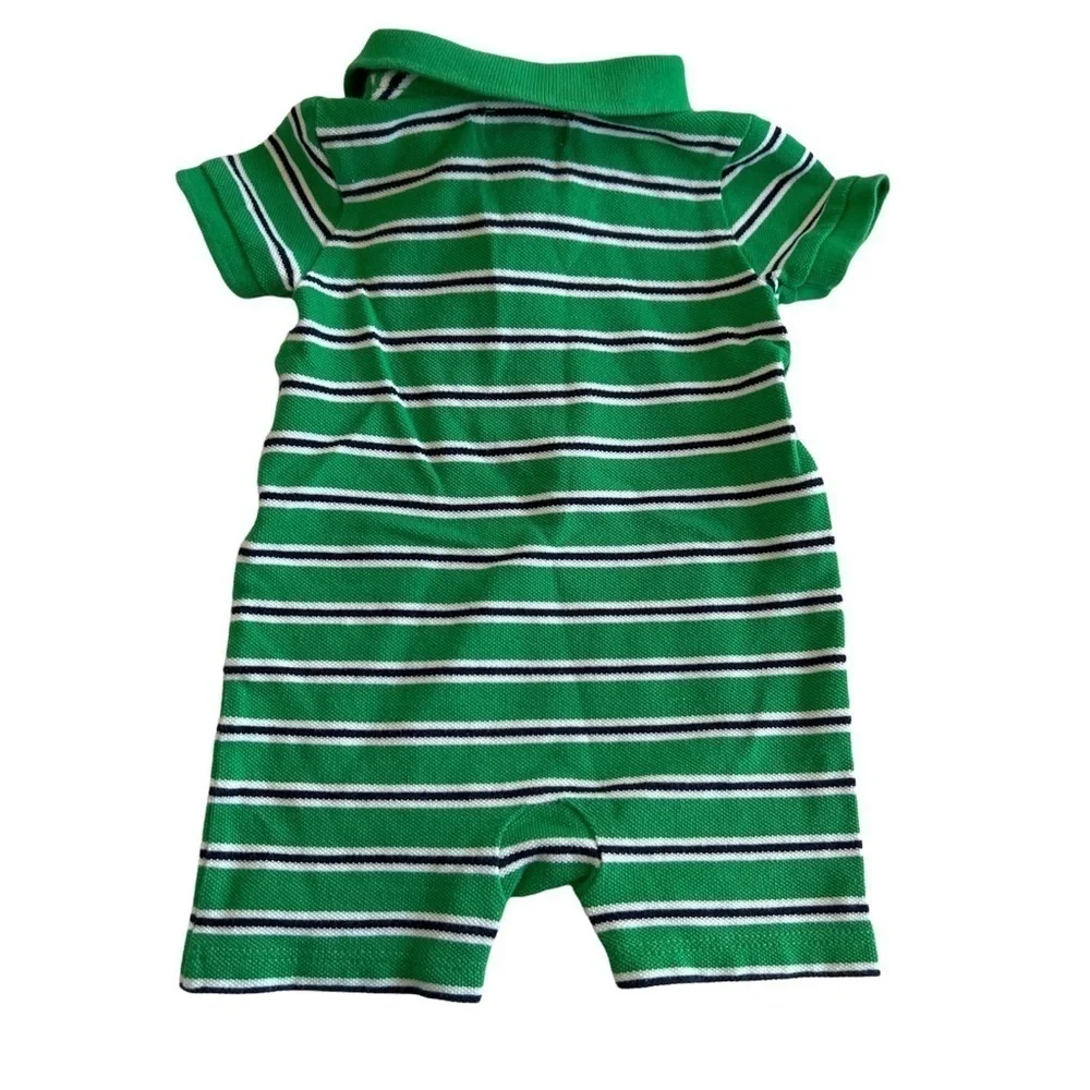 Ralph Lauren Green & White Striped Bodysuit Onesie